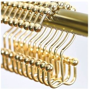 Gold double shower curtain hooks - Set of 12